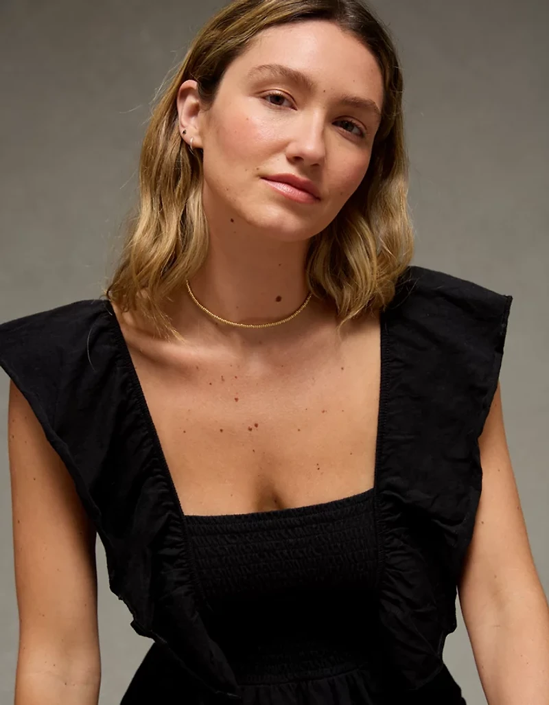 AE Sunchaser Knit Flutter Sleeve Babydoll Shirt