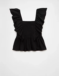 AE Sunchaser Knit Flutter Sleeve Babydoll Shirt