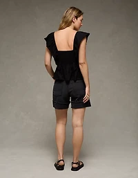 AE Sunchaser Knit Flutter Sleeve Babydoll Shirt