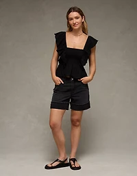 AE Sunchaser Knit Flutter Sleeve Babydoll Shirt