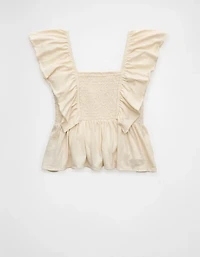 AE Sunchaser Knit Flutter Sleeve Babydoll Shirt