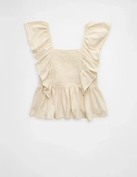 AE Sunchaser Knit Flutter Sleeve Babydoll Shirt