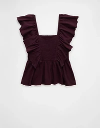 AE Sunchaser Knit Flutter Sleeve Babydoll Shirt