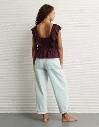 AE Sunchaser Knit Flutter Sleeve Babydoll Shirt