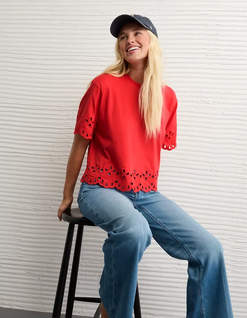AE Boxy Eyelet T-Shirt