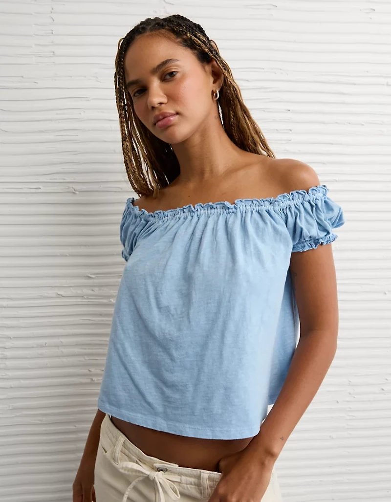 Haut évasé à épaules dénudées en tricot Vive le soleil AE