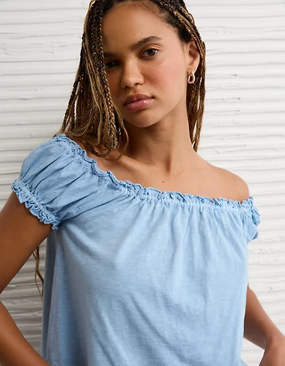 Haut évasé à épaules dénudées en tricot Vive le soleil AE