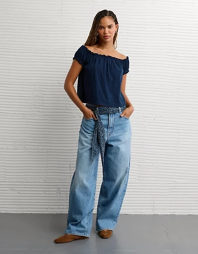 AE Sunchaser Knit Off The Shoulder Swing Top