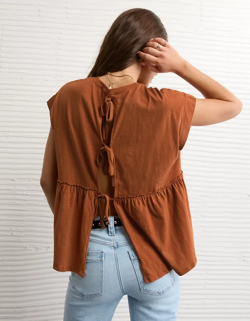 T-shirt nuisette noué au dos en tricot Vive le soleil AE