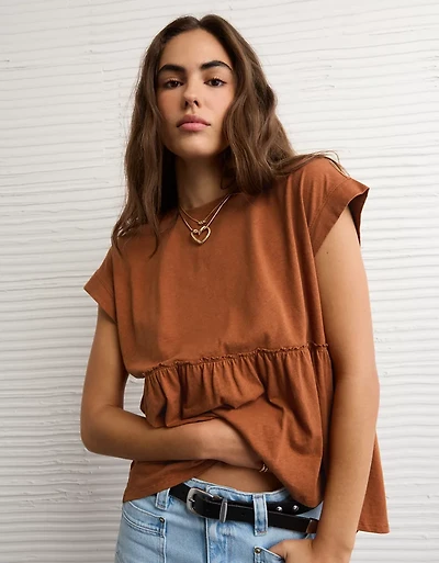 AE Sunchaser Knit Tie Back Babydoll T-Shirt