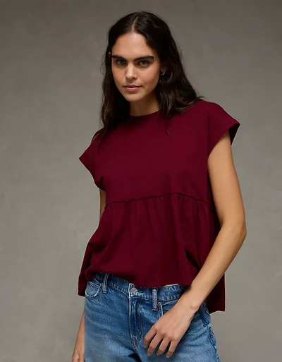 AE Sunchaser Knit Tie Back Babydoll T-Shirt