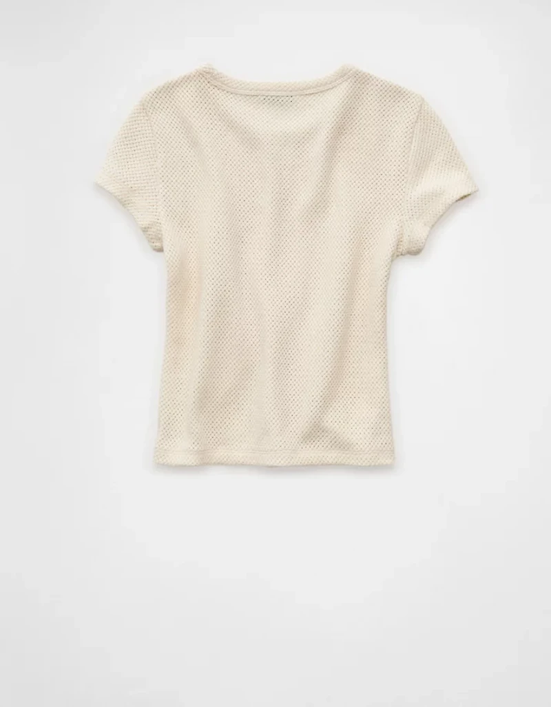 AE Cropped Crochet Knit T-Shirt