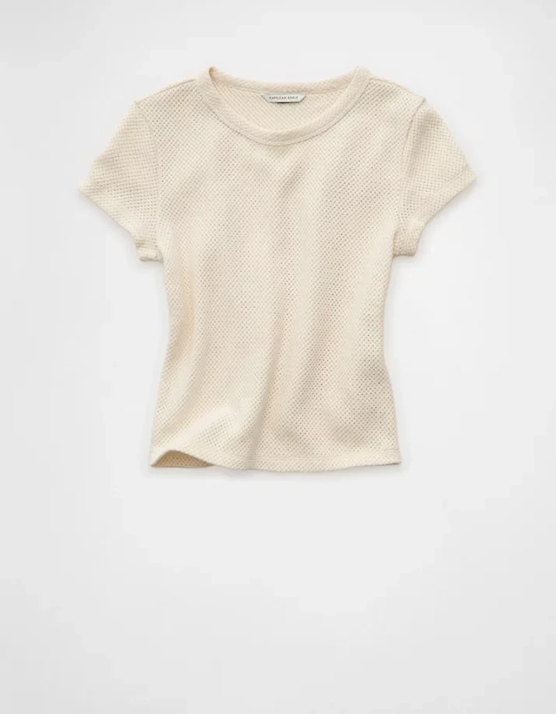 AE Cropped Crochet Knit T-Shirt