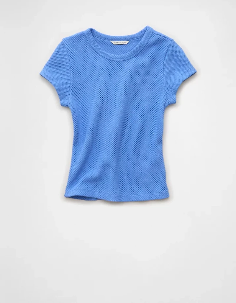 AE Cropped Crochet Knit T-Shirt