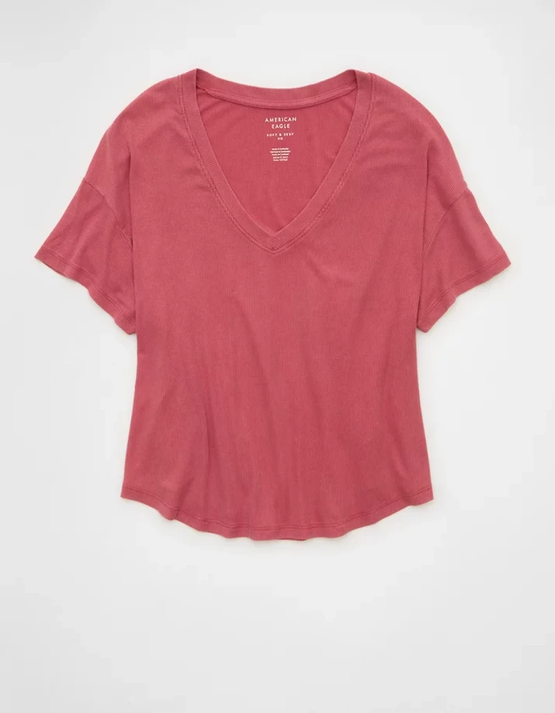 AE Soft & Sexy Ribbed V-Neck T-Shirt