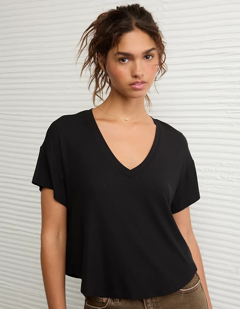 AE Soft & Sexy Ribbed V-Neck T-Shirt