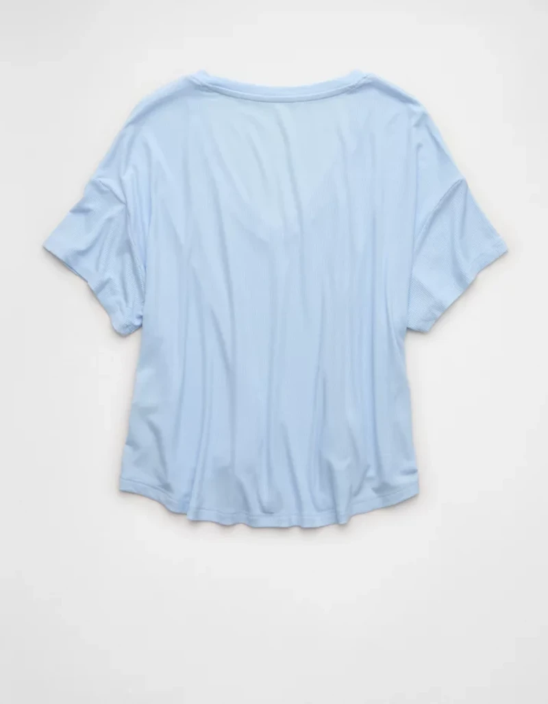 T-shirt côtelé à encolure en V Doux et sexy AE