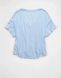 T-shirt côtelé à encolure en V Doux et sexy AE