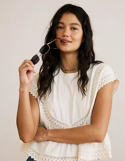 T-shirt avec bordure en dentelle Sunchaser AE