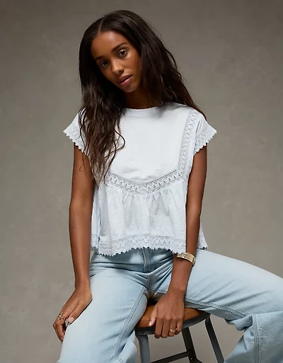 AE Sunchaser Lace Trim T-Shirt