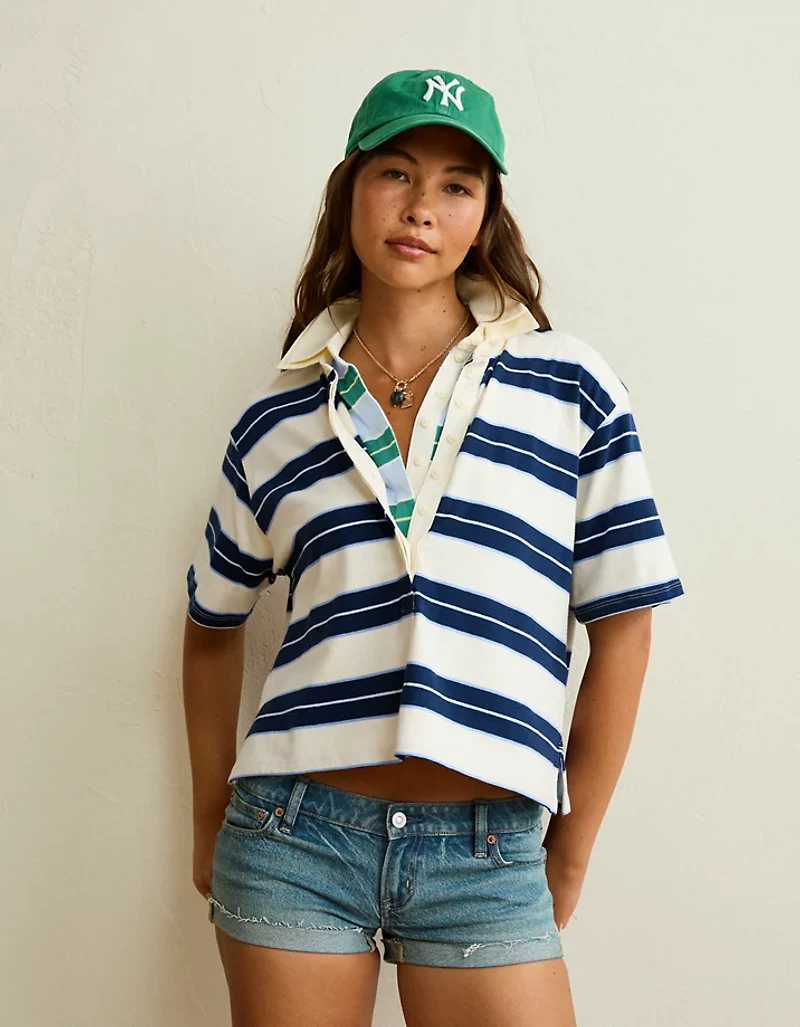 T-shirt polo de rugby à rayures AE
