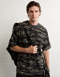 T-shirt camouflage surdimensionné poids lourd Luxe décontracté AE