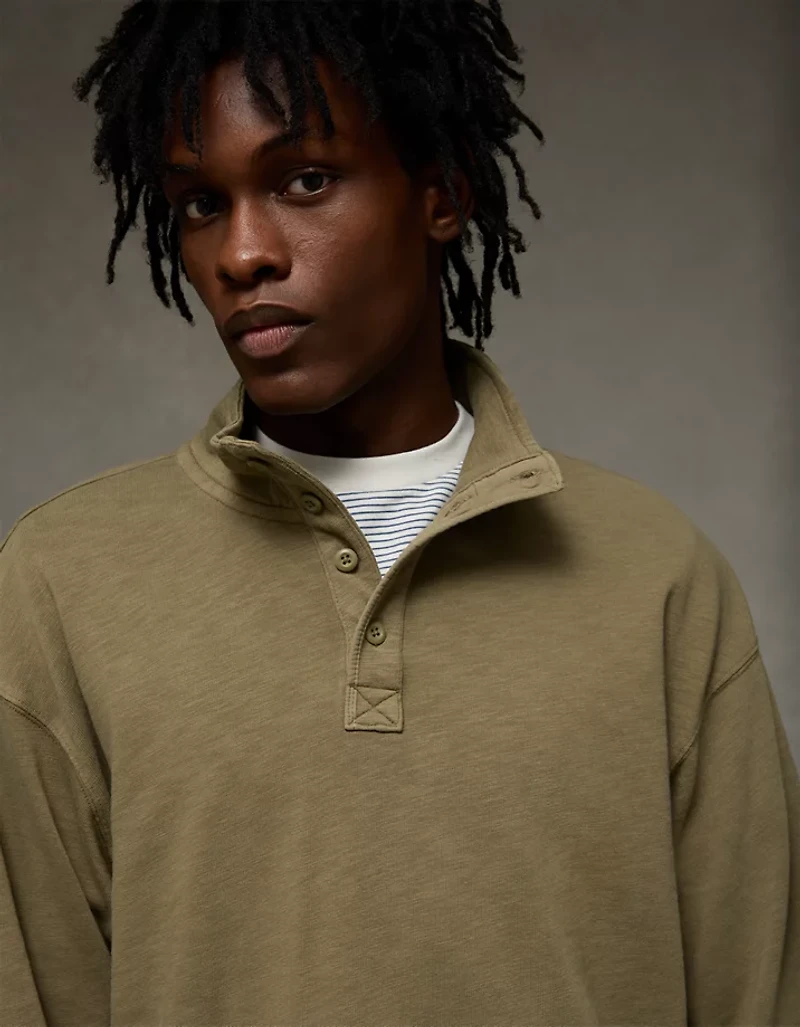 AE Boxy Long-Sleeve Mock Neck Shirt