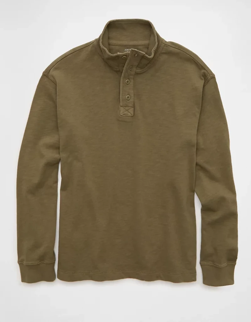 AE Boxy Long-Sleeve Mock Neck Shirt