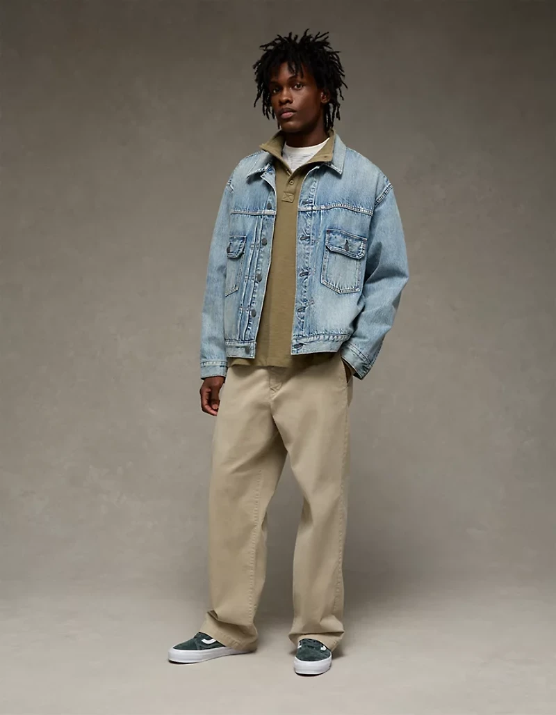 AE Boxy Long-Sleeve Mock Neck Shirt