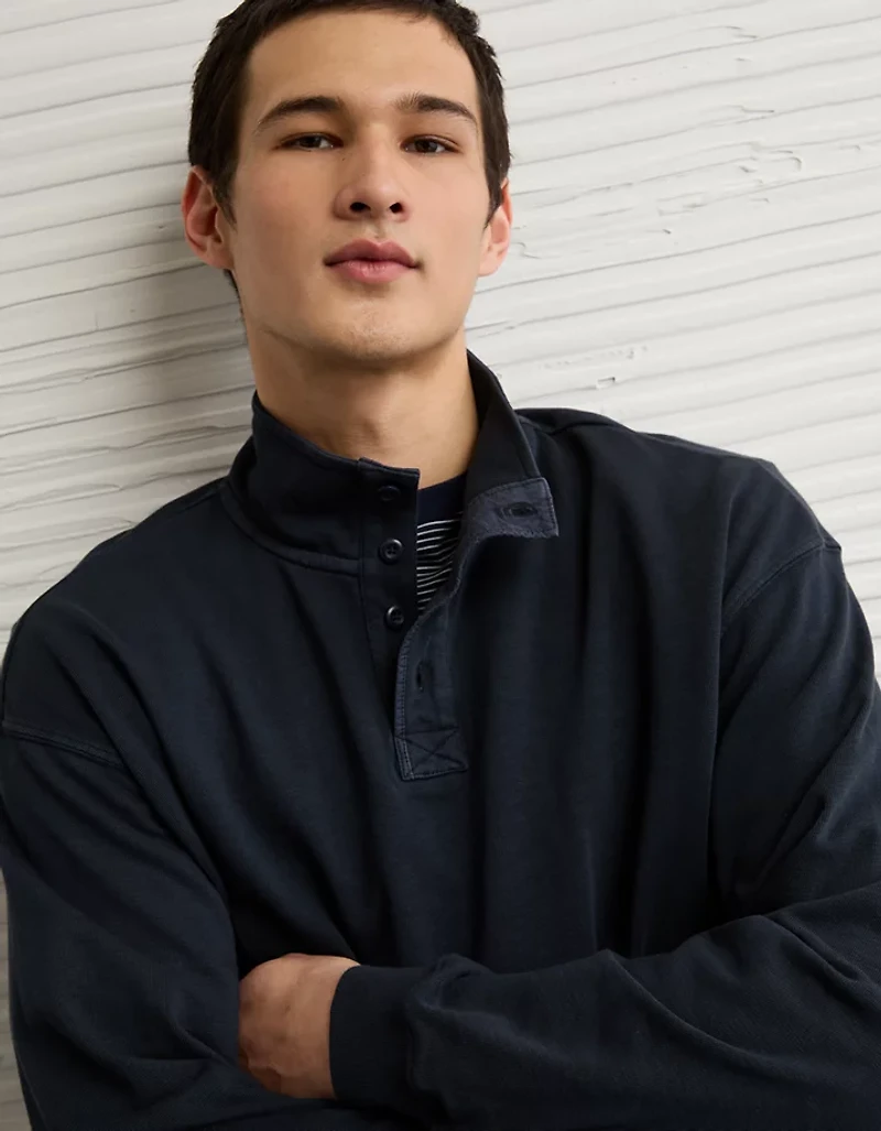 AE Boxy Long-Sleeve Mock Neck Shirt