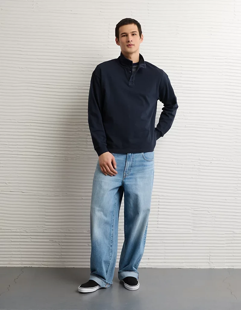 AE Boxy Long-Sleeve Mock Neck Shirt