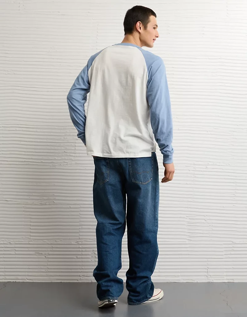 T-shirt de baseball avec bande à l’ourlet et manches longues AE