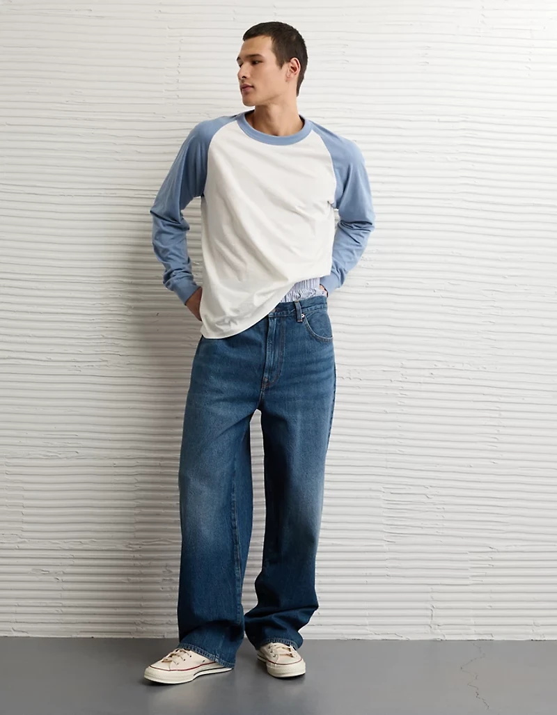 T-shirt de baseball avec bande à l’ourlet et manches longues AE