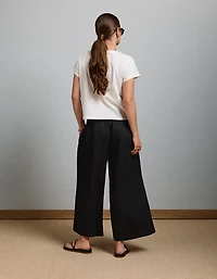 AE77 High-Waisted Linen Pleated Ankle Pant