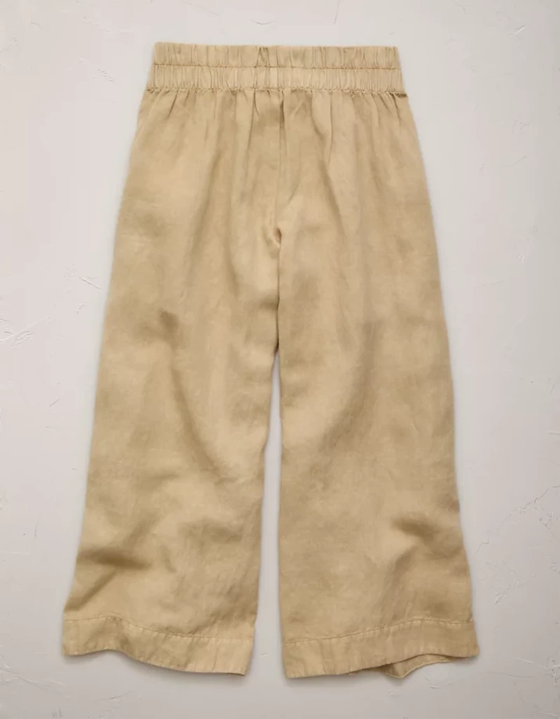 AE77 High-Waisted Linen Pleated Ankle Pant