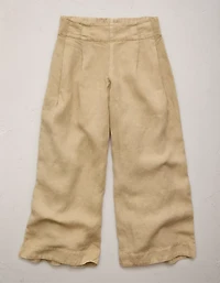 AE77 High-Waisted Linen Pleated Ankle Pant