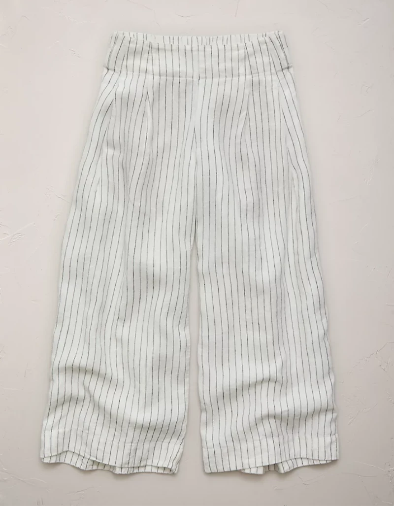 Pantalon en lin à taille haute plissé la cheville AE77