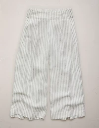 Pantalon en lin à taille haute plissé la cheville AE77