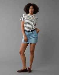 AE Next Level Curvy High-Waisted Denim Mini Skirt