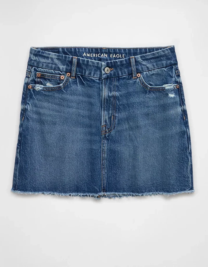AE Stretch Curvy High-Waisted Perfect Denim Mini Skirt