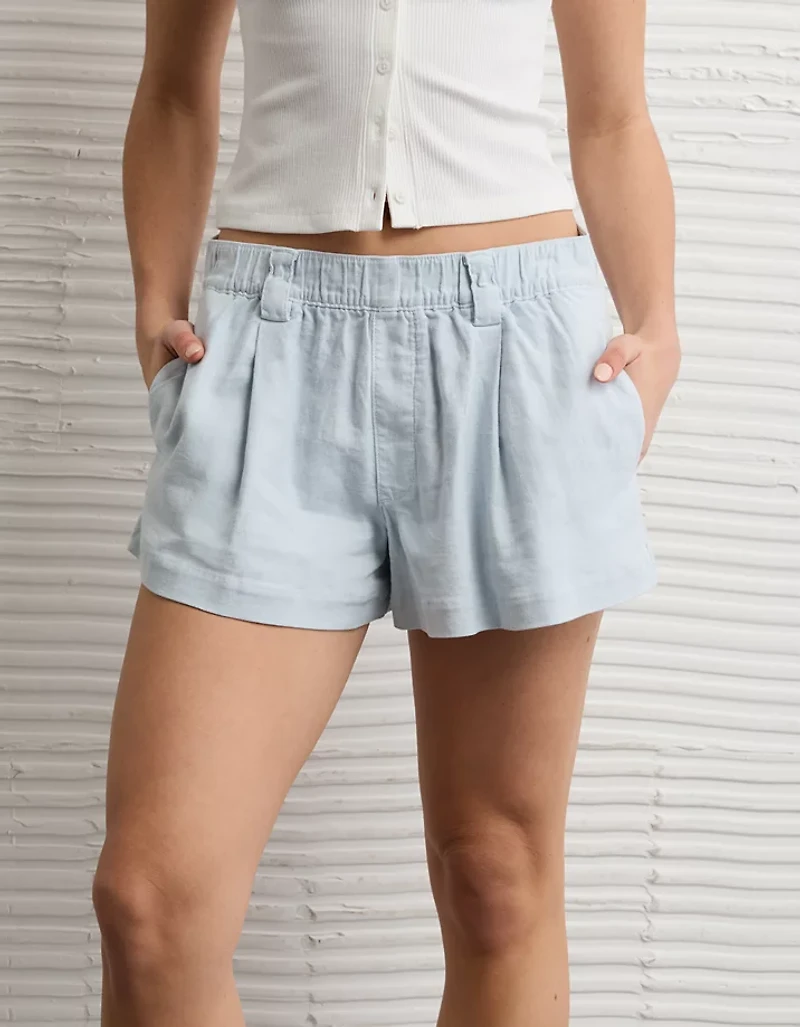 Short de style pantalon plissé à taille haute extensible AE