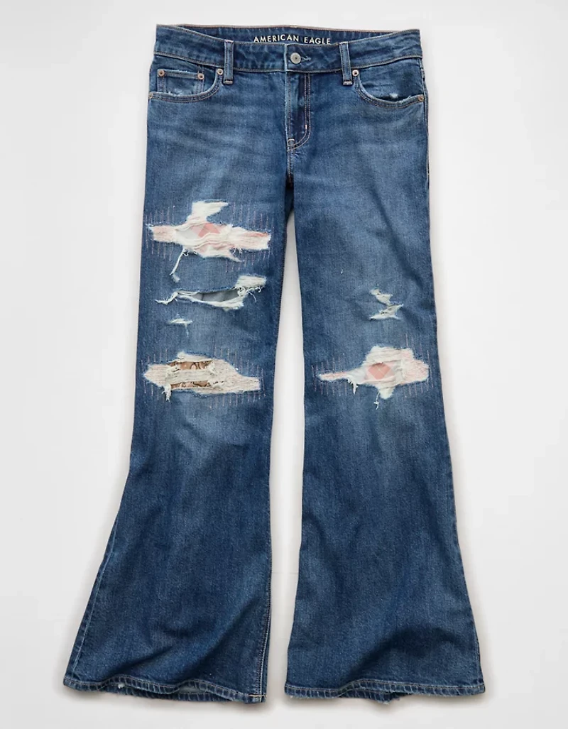 AE x Stagecoach Dreamy Drape Stretch Super Low-Rise Baggy Flare Jean