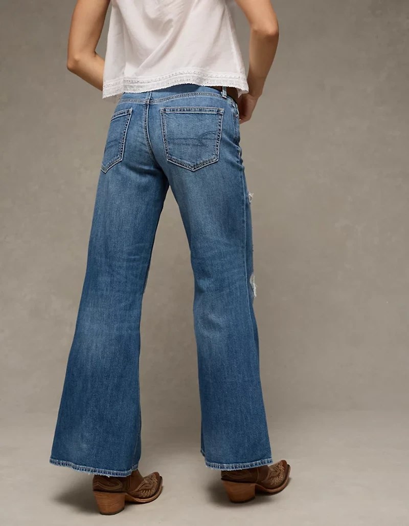 AE x Stagecoach Dreamy Drape Stretch Super Low-Rise Baggy Flare Jean