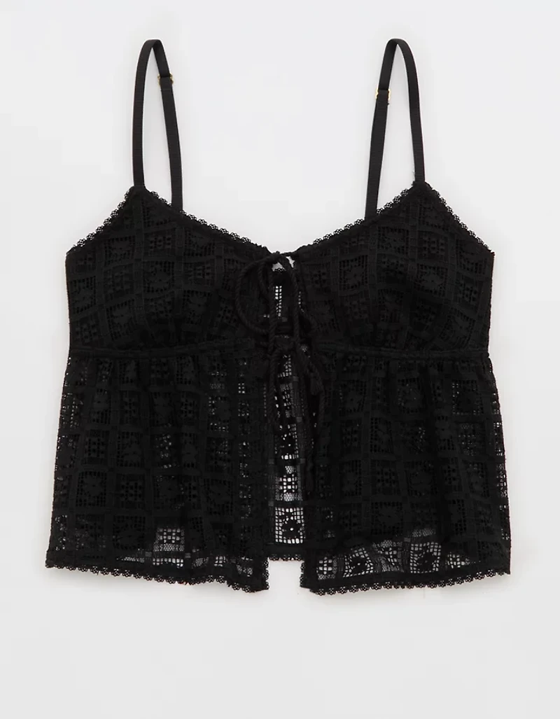 Show Off High Tide Lace Tie Front Tank Top