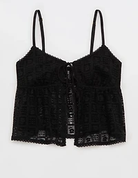 Show Off High Tide Lace Tie Front Tank Top