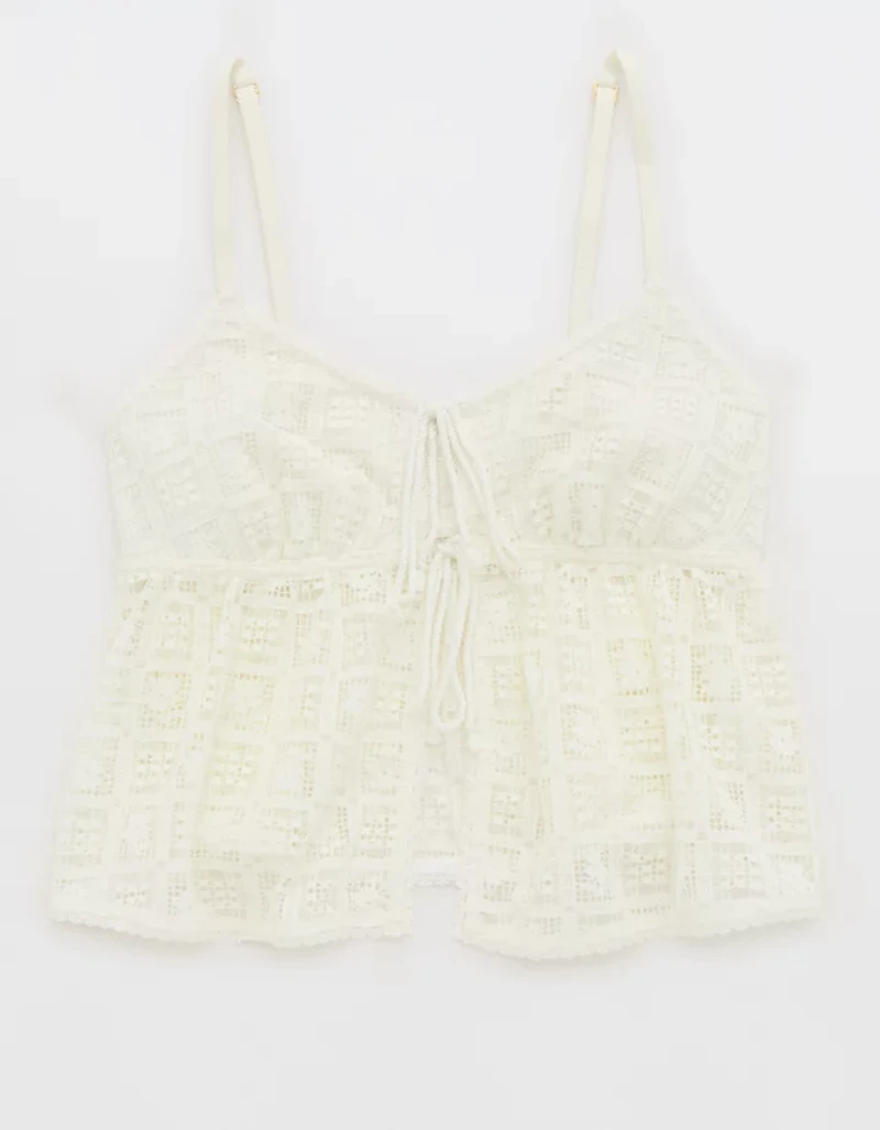 Show Off High Tide Lace Tie Front Tank Top