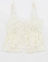 Show Off High Tide Lace Tie Front Tank Top