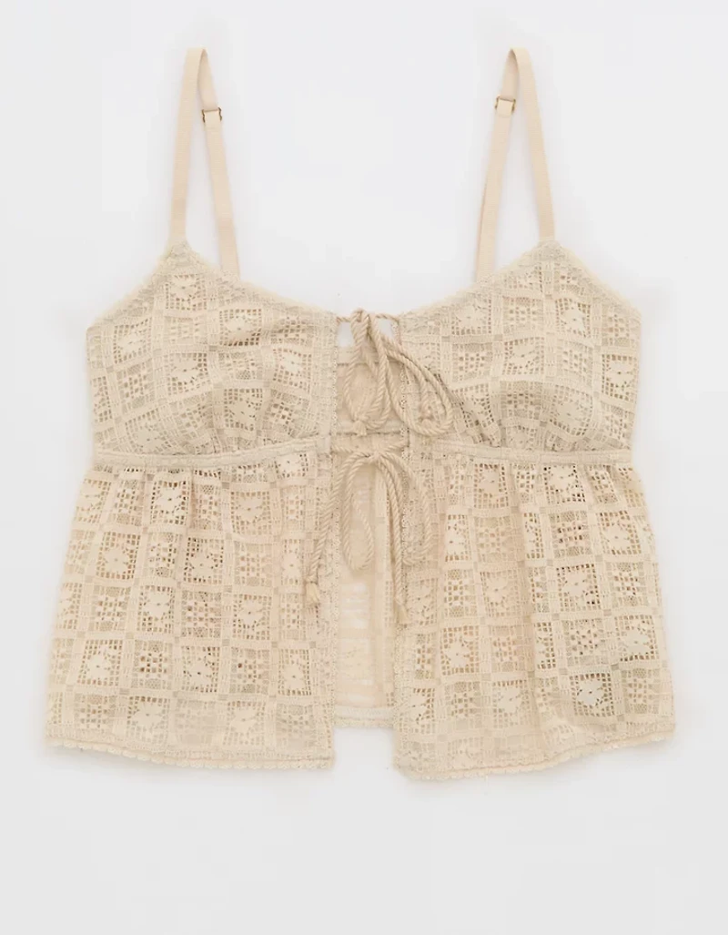 Show Off High Tide Lace Tie Front Tank Top
