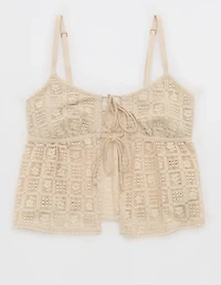 Show Off High Tide Lace Tie Front Tank Top