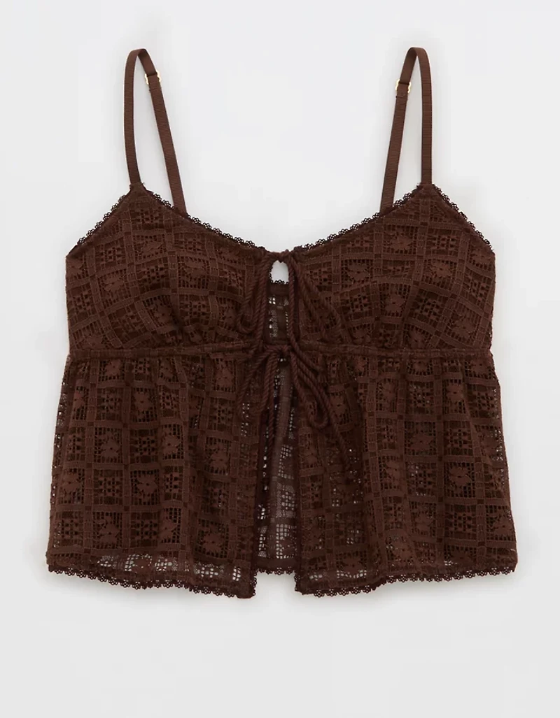 Show Off High Tide Lace Tie Front Tank Top